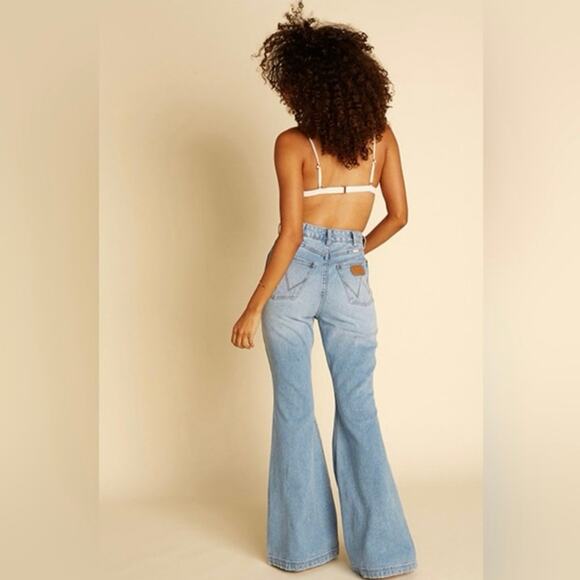 Wrangler Billabong flare bellbottom floral patchwork jeans 70's high rise 27 - Picture 15 of 15